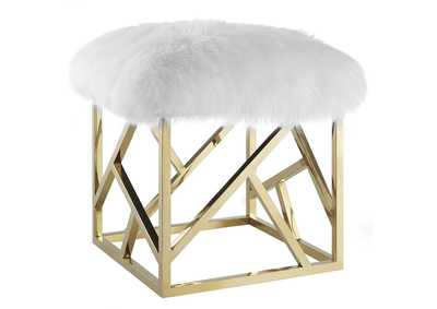 Image for Gold White Intersperse Sheepskin Ottoman