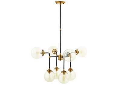 Image for Ambition Amber Glass And Antique Brass 8 Light Pendant Chandelier