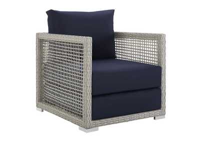 Image for Gray Navy Aura Rattan Outdoor Patio Armchair