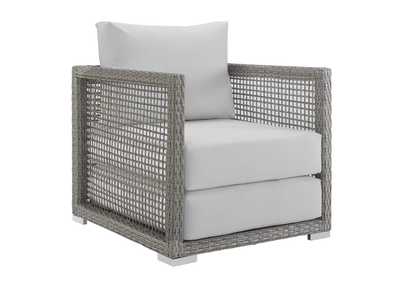 Image for Gray White Aura Rattan Outdoor Patio Armchair