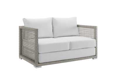 Image for Gray White Aura Outdoor Patio Wicker Rattan Loveseat