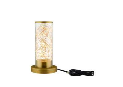 Image for Adore Cylindrical-Shaped Clear Glass And Brass Table Lamp