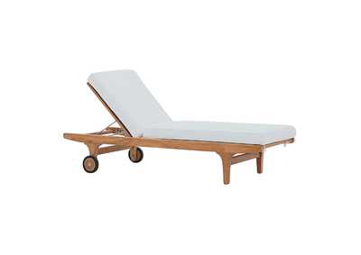 Image for Natural White Saratoga Outdoor Patio Teak Chaise Lounge