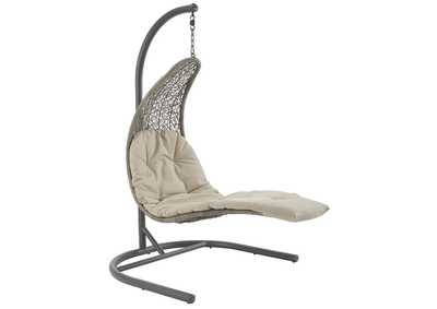Image for Light Gray Beige Landscape Hanging Chaise Lounge Outdoor Patio Swing Chair