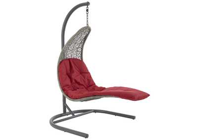 Image for Light Gray Red Landscape Hanging Chaise Lounge Outdoor Patio Swing Chair