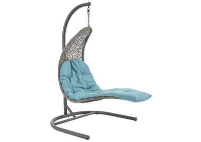 Image for Light Gray Turquoise Landscape Hanging Chaise Lounge Outdoor Patio Swing Chair
