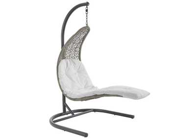 Image for Light Gray White Landscape Hanging Chaise Lounge Outdoor Patio Swing Chair