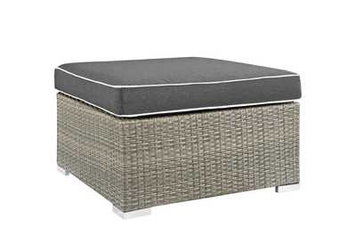 Image for Light Gray Charcoal Repose Outdoor Patio Upholstered Fabric Ottoman