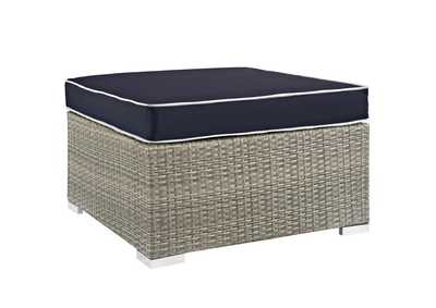 Image for Light Gray Navy Repose Outdoor Patio Upholstered Fabric Ottoman