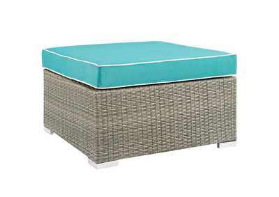 Image for Light Gray Turquoise Repose Outdoor Patio Upholstered Fabric Ottoman