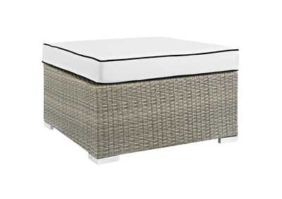 Image for Light Gray White Repose Outdoor Patio Upholstered Fabric Ottoman