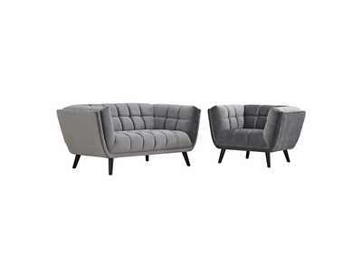 Image for Gray Bestow 2 Piece Performance Velvet Loveseat and Armchair Set