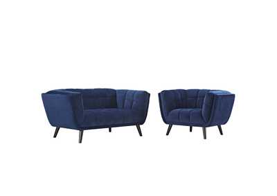 Image for Navy Bestow 2 Piece Performance Velvet Loveseat and Armchair Set