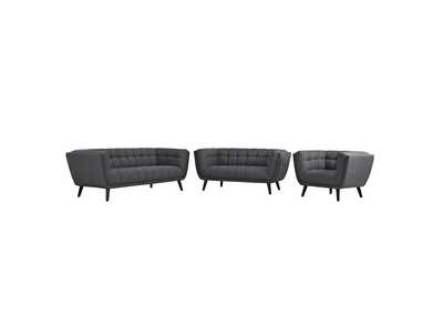 Image for Gray Bestow 3 Piece Upholstered Fabric Sofa Loveseat and Armchair Set