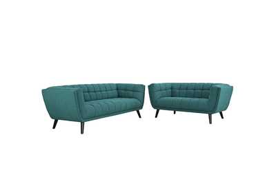 Image for Teal Bestow 2 Piece Upholstered Fabric Sofa and Loveseat Set