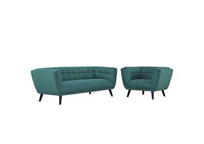 Image for Teal Bestow 2 Piece Upholstered Fabric Sofa and Armchair Set