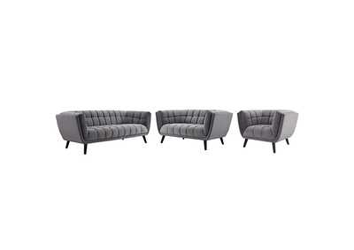Image for Gray Bestow 3 Piece Performance Velvet Sofa Loveseat and Armchair Set