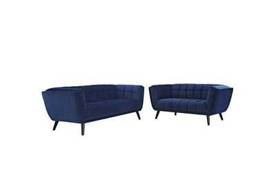 Image for Navy Bestow 2 Piece Performance Velvet Sofa and Loveseat Set