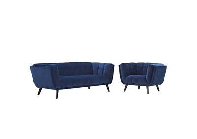 Image for Navy Bestow 2 Piece Performance Velvet Sofa and Armchair Set