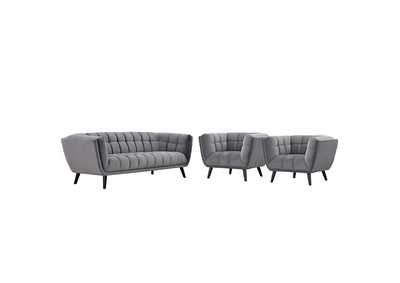 Image for Gray Bestow 3 Piece Performance Velvet Sofa and Armchair Set