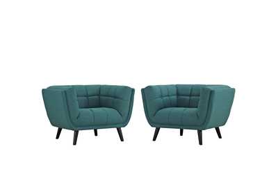 Image for Teal Bestow 2 Piece Upholstered Fabric Arm Chair Set
