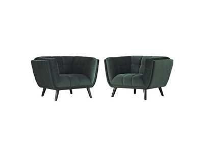 Image for Green Bestow 2 Piece Performance Velvet Arm Chair Set