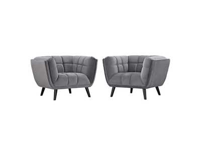 Image for Gray Bestow 2 Piece Performance Velvet Arm Chair Set