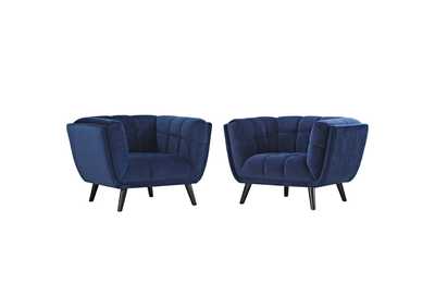 Image for Navy Bestow 2 Piece Performance Velvet Arm Chair Set