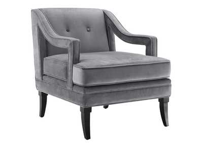 Image for Gray Concur Button Tufted Performance Velvet Arm Chair