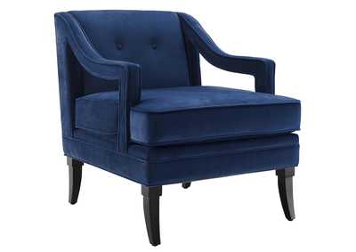 Image for Concur Navy Button Tufted Performance Velvet Armchair