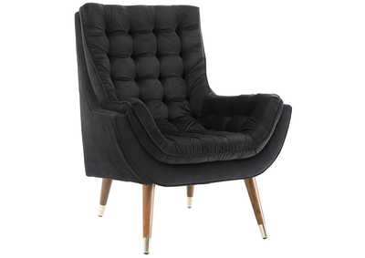 Image for Black Suggest Button Tufted Performance Velvet Lounge Chair