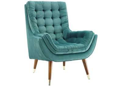 Image for Teal Suggest Button Tufted Performance Velvet Lounge Chair