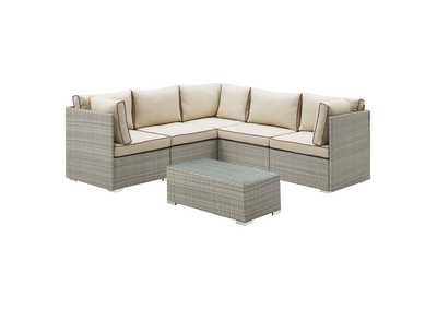 Image for Light Gray Beige Repose 6 Piece Outdoor Patio Sectional Set