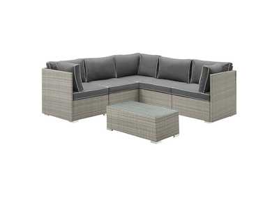 Image for Light Gray Charcoal Repose 6 Piece Outdoor Patio Sectional Set