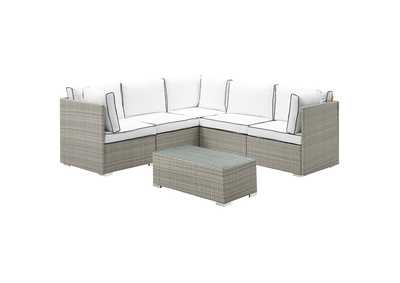 Image for Light Gray White Repose 6 Piece Outdoor Patio Sectional Set