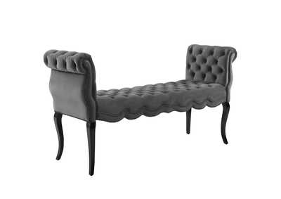 Gray Adelia Chesterfield Style Button Tufted Performance Velvet Bench