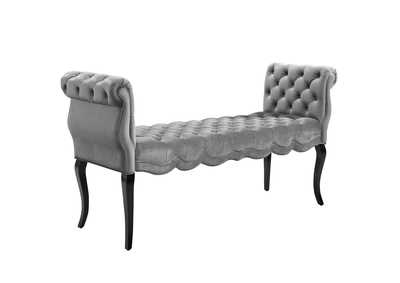 Image for Light Gray Adelia Chesterfield Style Button Tufted Performance Velvet Bench
