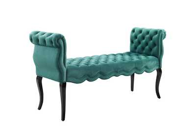 Image for Teal Adelia Chesterfield Style Button Tufted Performance Velvet Bench