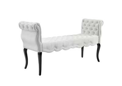 Image for White Adelia Chesterfield Style Button Tufted Performance Velvet Bench