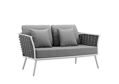 Image for White Gray Stance Outdoor Patio Aluminum Loveseat