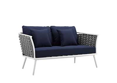 Image for White Navy Stance Outdoor Patio Aluminum Loveseat