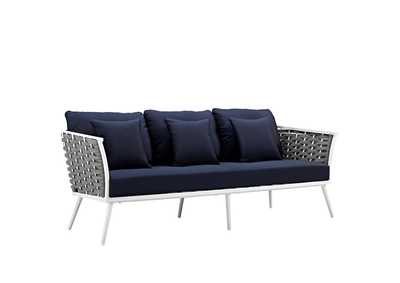 Image for White navy Stance Outdoor Patio Aluminum Sofa