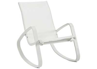 Image for White White Traveler Rocking Outdoor Patio Mesh Sling Lounge Chair