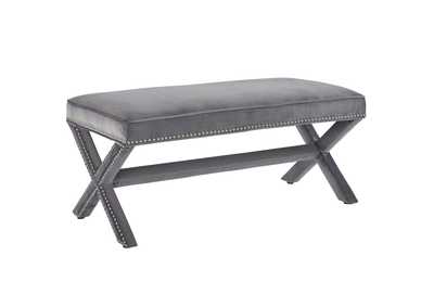 Image for Gray Rivet Performance Velvet Bench