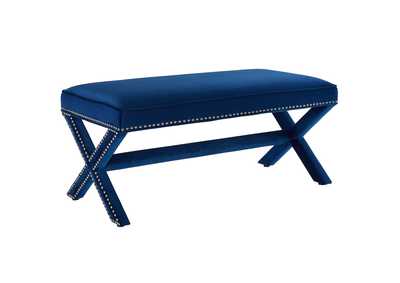 Image for Navy Rivet Performance Velvet Bench