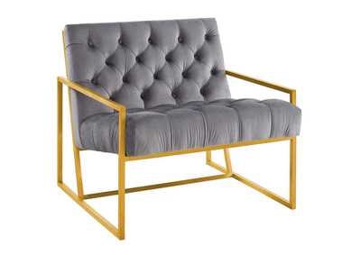 Image for Gray Bequest Gold Stainless Steel Performance Velvet Accent Chair
