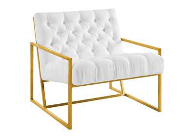 Image for White Bequest Gold Stainless Steel Upholstered Fabric Accent Chair