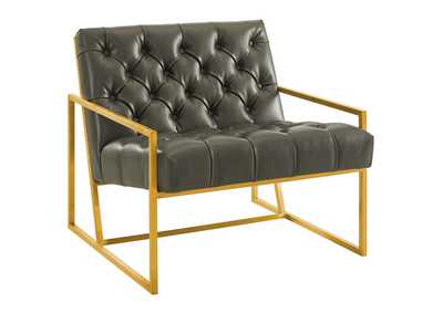Image for Gray Bequest Antique Gold Stainless Steel Faux Leather Accent Chair