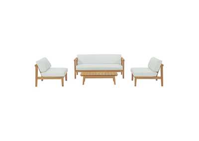 Image for Natural White Bayport 4 Piece Outdoor Patio Teak Set