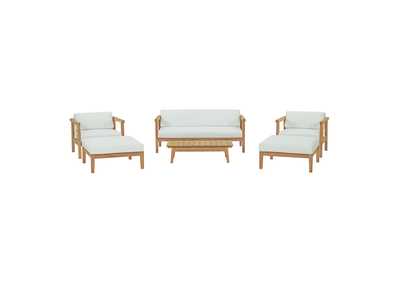 Image for Natural White Bayport 6 Piece Outdoor Patio Teak Set